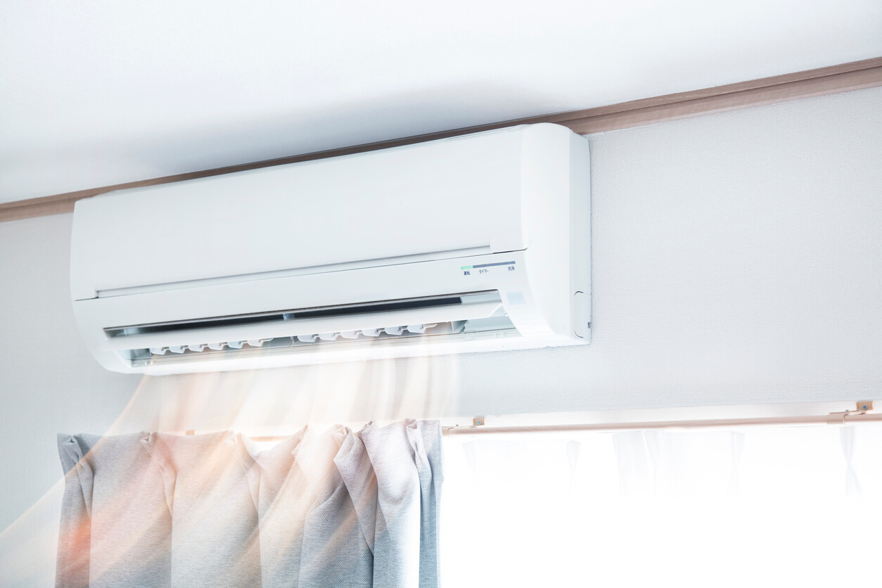 Ductless HVAC system blowing air