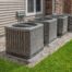Modern air conditioning and heating units or heat pumps, used in homes without central air conditioning