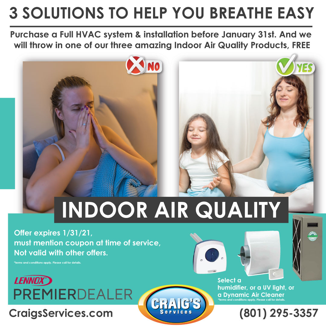 Davis County, Utah indoor air quality products by Lennox makes breathing easier